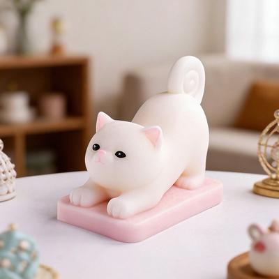 Силиконовая форма для свечей в виде кошки 3D-дизайна Растягивающаяся кошка Силиконовая форма для свечей Ручная работа Милая форма животного Форма для смолы