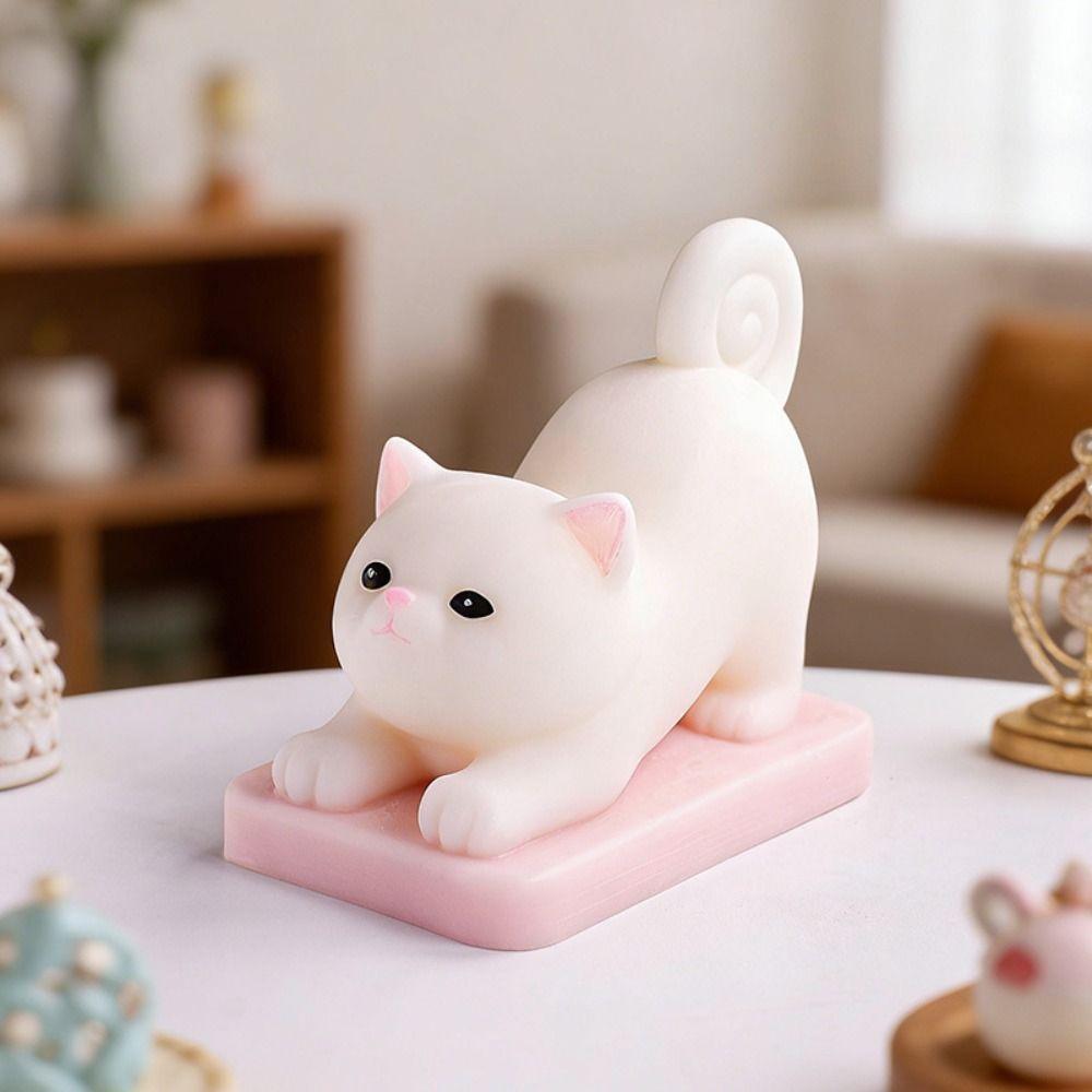 Силиконовая форма для свечей в виде кошки 3D-дизайна Растягивающаяся кошка Силиконовая форма для свечей Ручная работа Милая форма животного Форма для смолы