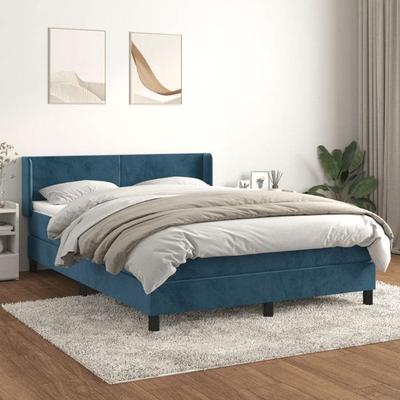 Maison Exclusive - Sommier À Lattes De Lit Et Matelas Bleu Foncé 140x190cm Velours