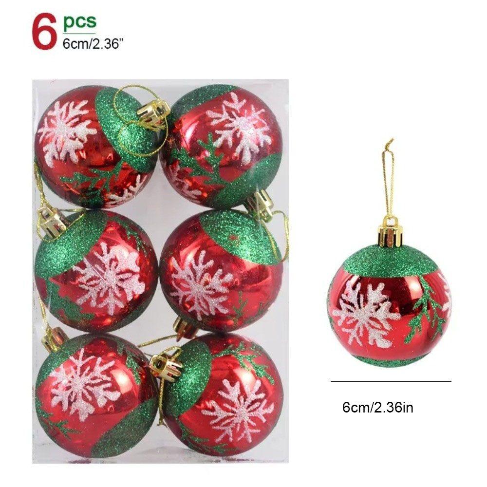 6Pcs/Set Plastic Glitter Christmas Ball Set 6cm Xmas Hanging Ball Holiday Decor