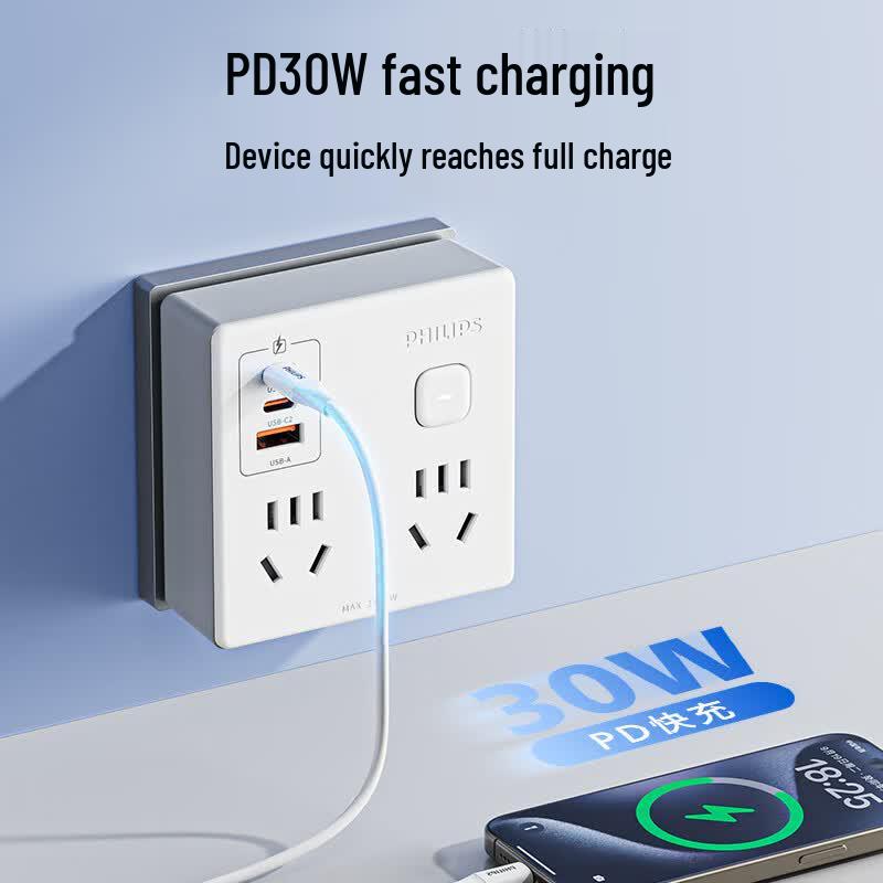 Philips PD30W Multi-Port Wall Charger & Socket Adapter CN plug (adapter included)