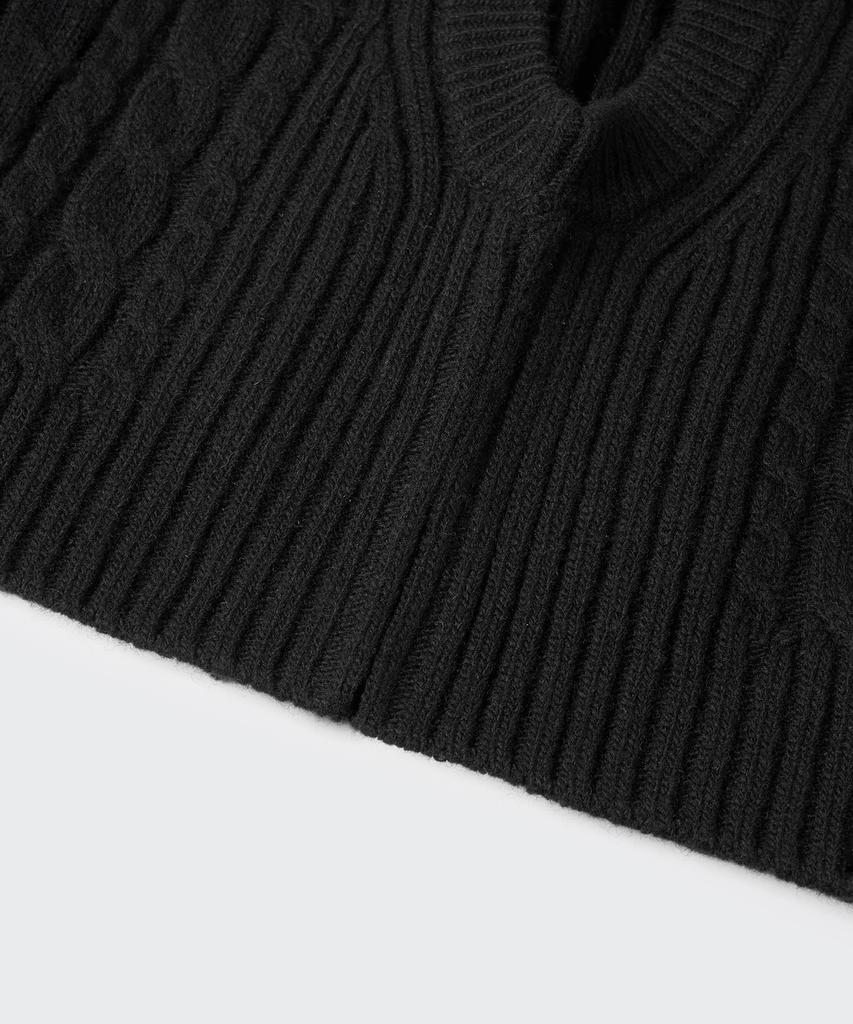 MUSINSA STANDARD Lambswool Cable Knit Balaclava [Black]