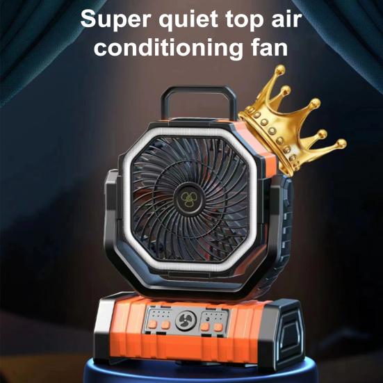 Camping Fan Rechargeable 20000mAh Battery Operated Portable Fan with LED Light Remote Control Power Bank Function 4-speed 270-degree Rotation Desk
