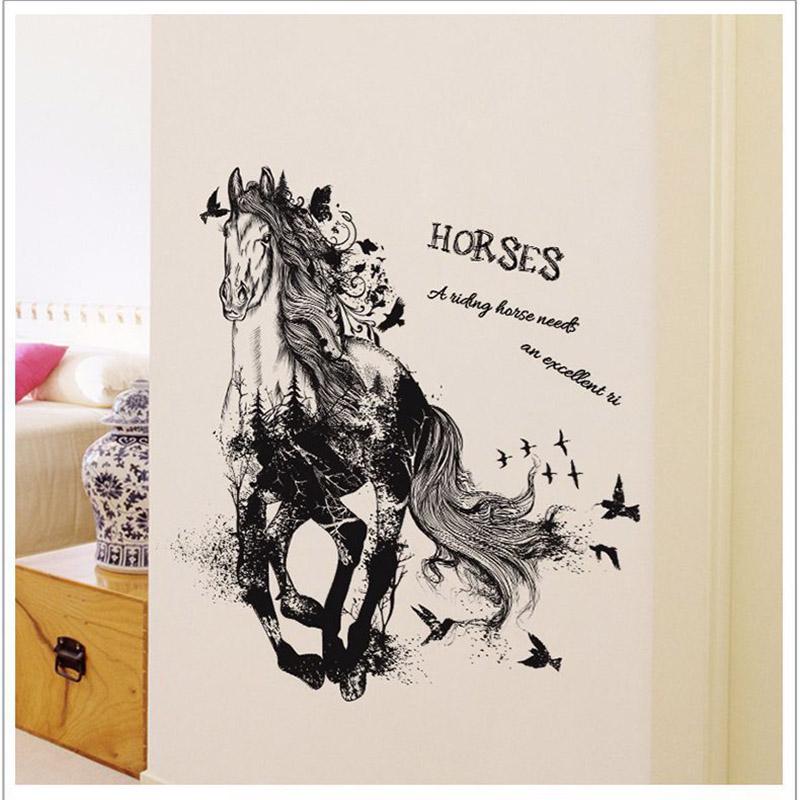 Wall Sticker Removable Running Horse Decals Home Decoration Mural for Living Room Sofa Background