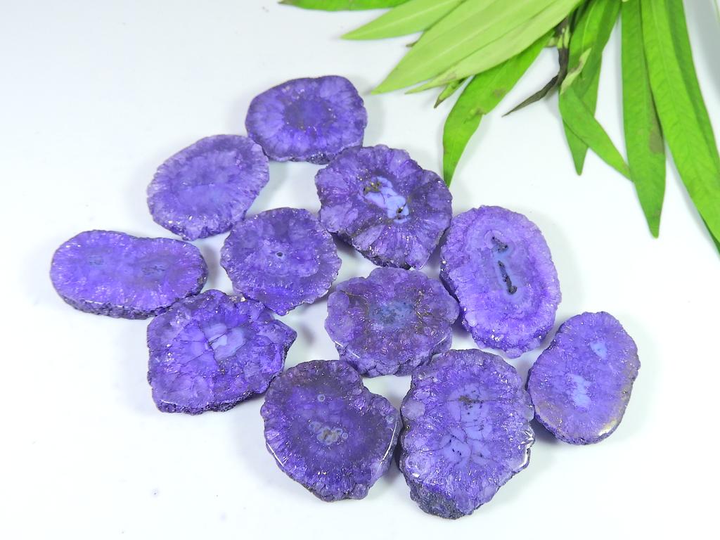 11 шт. Синий солнечный друзовый агат жеодовый кабошон россыпью драгоценных камней 462 карата RQ-2655