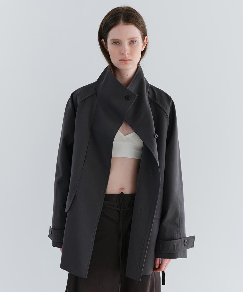 AUBOUR Vent Half Trench Coat (Charcoal)