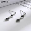 CIAXY Серебристые Геометрические Черные Серьги-ромбы для Женщин Серьги-гвоздики с Цирконами Серьги