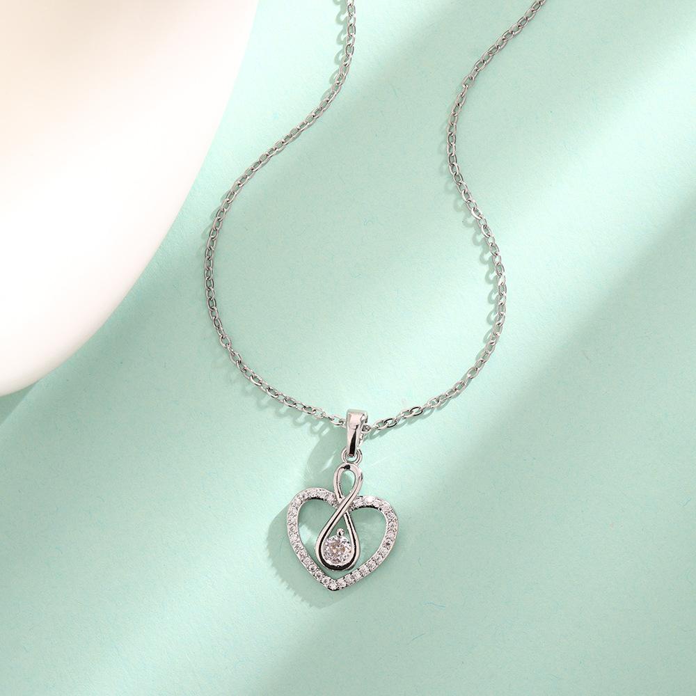 Циркон 8-символьное ожерелье «Бесконечная любовь» Французская легкая роскошь Умный темперамент Полая цепочка на ключицу в форме персикового сердца