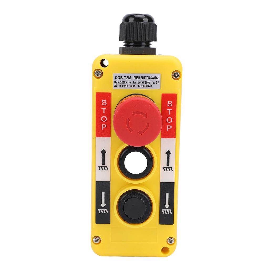 Crane Hoist Controller Push Button Switch Water Resistant 2 Key IP68 Industrial Remote Control with Emergency Stop