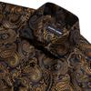 Barry.Wang Classic Mens Long Sleeve Shirt Navy Blue Paisley Button Down Dress Shirts Formal Casual