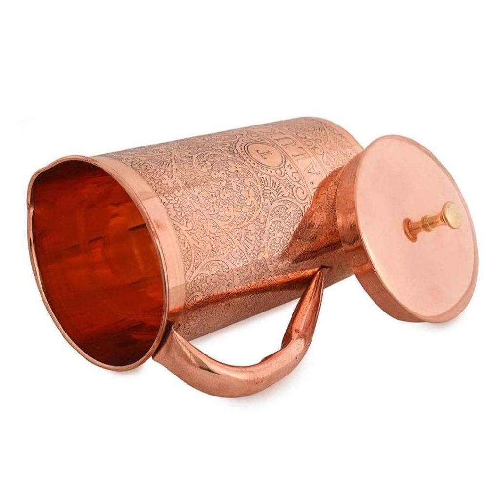 Стильный кувшин для воды Hammer с медным тиснением 1500 мл и стаканом для воды Copper 4