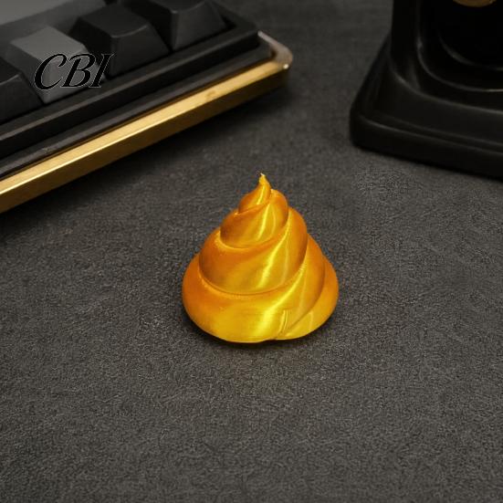 Spiral Layer Design 3D Printed Golden Poop Rotating Figurine, Luck Fortune Desk Decor, Funny Car Easy Clean Ornament Accessory with Turnable