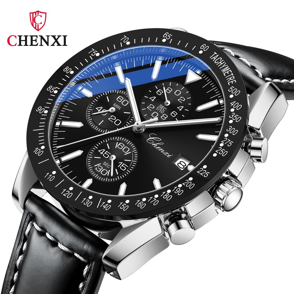 CHENXI 960 Casual Sport Watch for Men Luxury Genuine Leather Waterproof Luminous Calendar Quartz Watches Men's Bracelet reloj