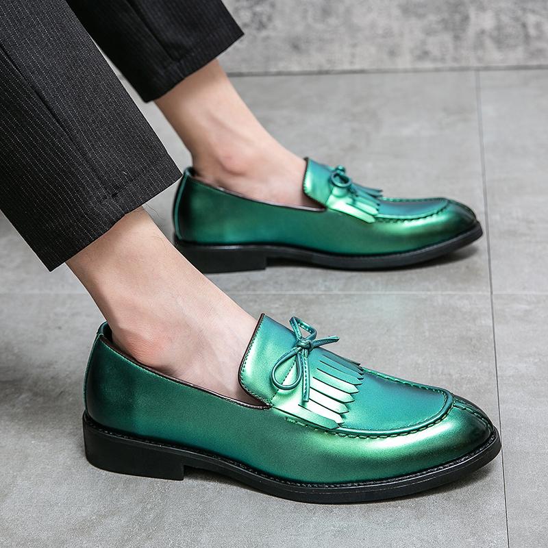 Men Loafers Nobility Shoes Retro Tassels Formal Business Purple Wedding Dress Prom Blazers Green Tuxedo Party Shoes Plus Size