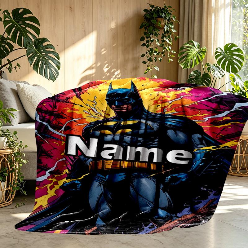 Custom Name Personalized Batman Print Blanket, Home Decor, Bedroom, Sofa, Camping, Couch, Gifts for Birthday ChristmasEnthusiasts
