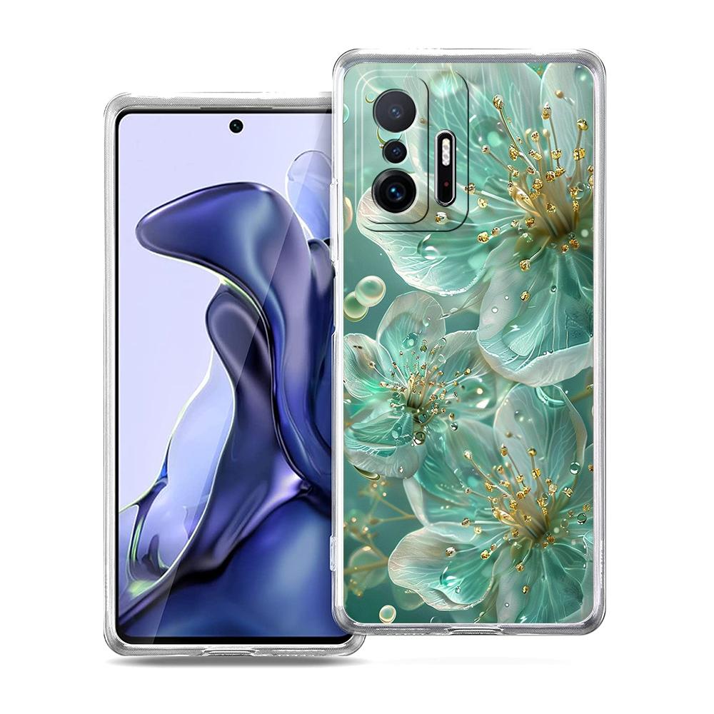 Прозрачный чехол для телефона для Xiaomi Mi 15,14,13,12,11,Ultra,13T,12T,Poco,X3,NFC,F3,F6,Pro,Lite Мягкий ТПУ корпус Милый мешочек с белым лотосом