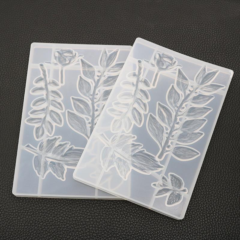 Diy Crystal Glue Mold Rose Flower Leaf Mirror Handmade Silicone Mold
