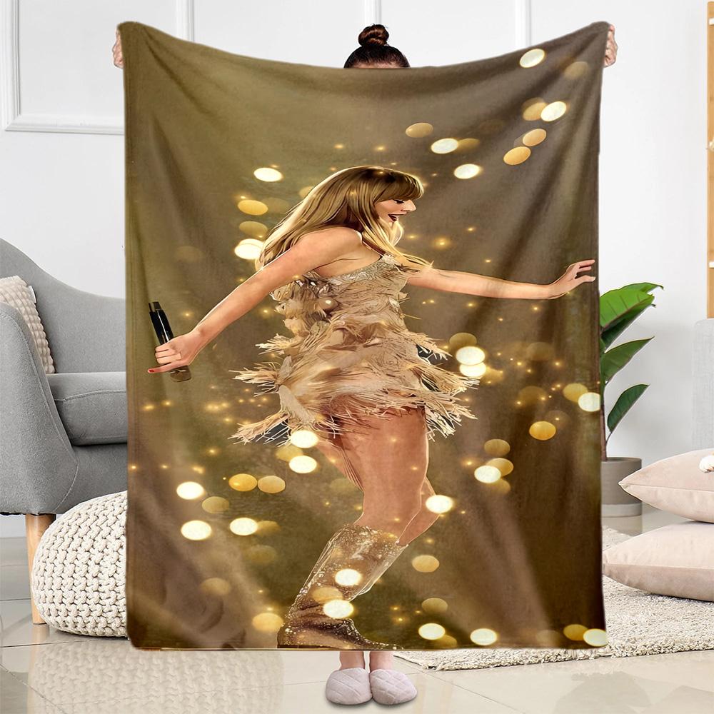 Taylor Swift's Glittery Performance Flannel Blanket-Soft and Suitable for Sofas,Beds,Offices,Travel,All Seasons,Great Gift for Holidays and Birthdays.