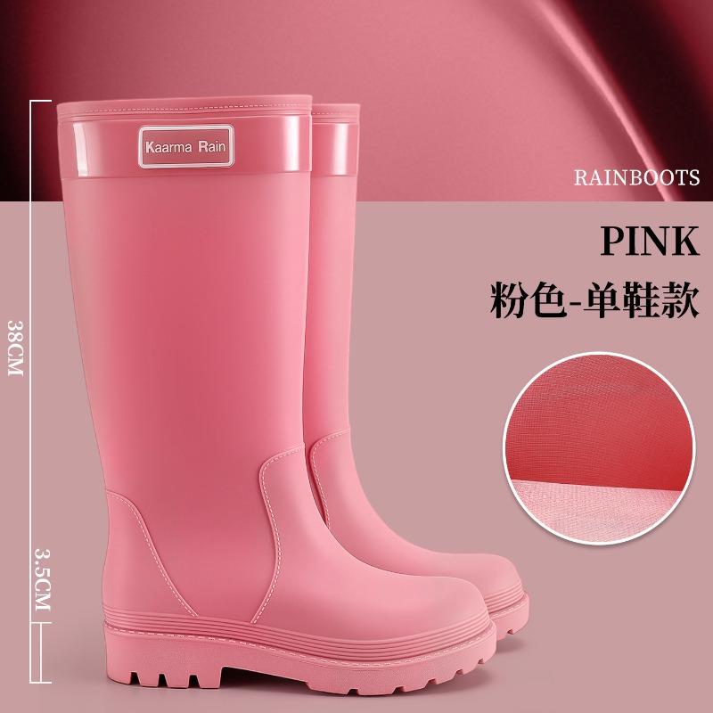 Extra high rain shoes women's water shoes fashion wear waterproof and velvet warm adult rainforest hiking non-slip rubber rain boots