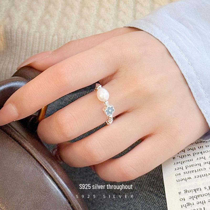 Кольцо Banyan Tree S925 Silver Blue Glaze Flower Pearl