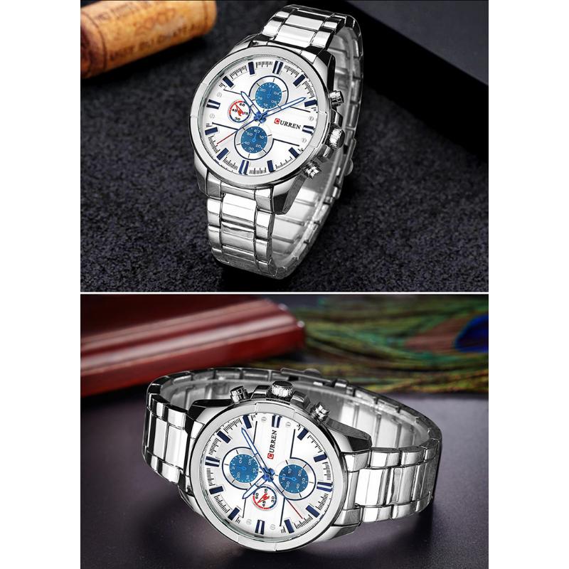 CURREN Новые лучшие мужские часы, деловые часы, водонепроницаемые повседневные кварцевые часы, мужские часы со стальным ремнем