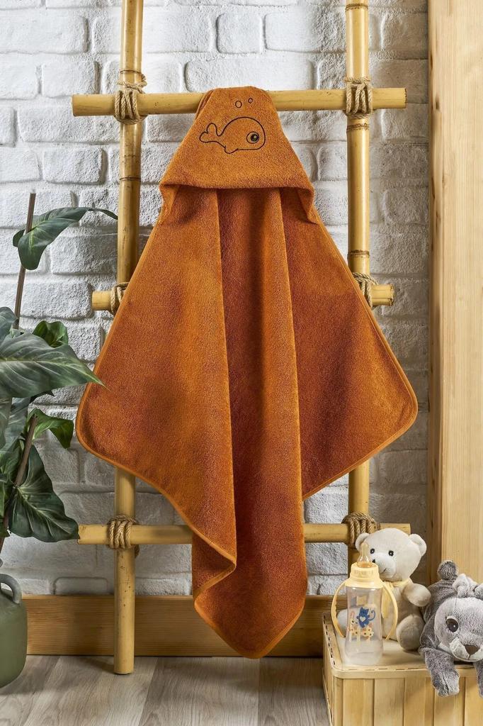 Bamboo Fish Embroidered Baby Towel Swaddle and Bathrobe Set Turkish High Quality,Luxury, Super Soft, Great Absorbent 75x75cm