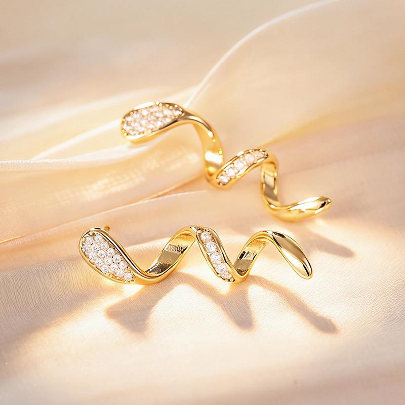 Xiaomi Huitan Elegant Women Twist Design Drop Earrings Trendy Party Wedding Inlaid Shining CZ Charming Accessories Jewelry for Lady