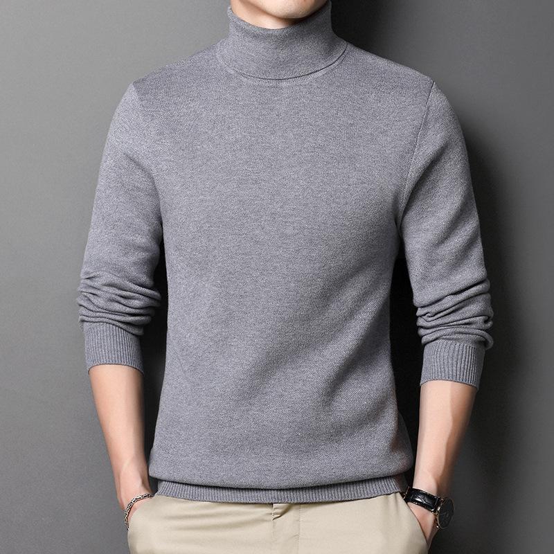Осенне-зимний вязаный свитер мужской с высоким воротом вязаный базовый свитер мужской зимний модный бренд утолщенный теплый