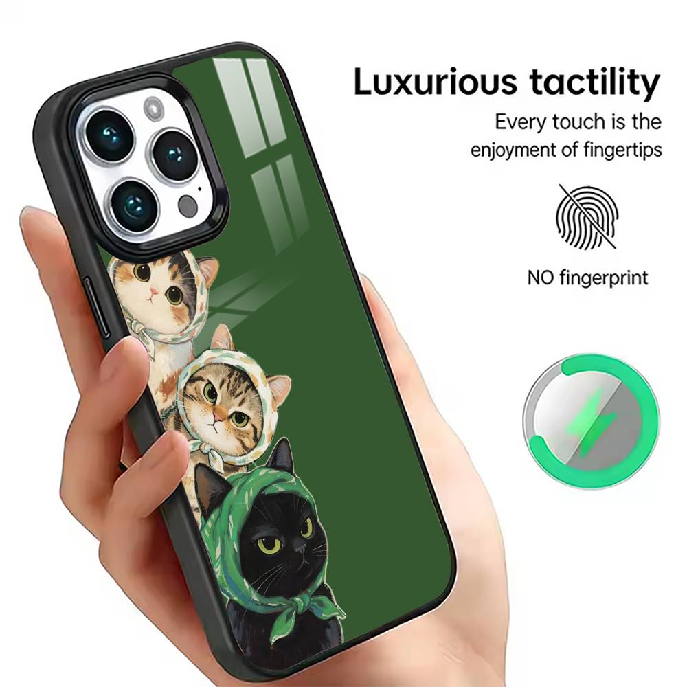Three Cats Phone Case For iPhone17,16,15,14,13,12,11 Plus,Pro Magnetic with Magsafe Wireless Charging