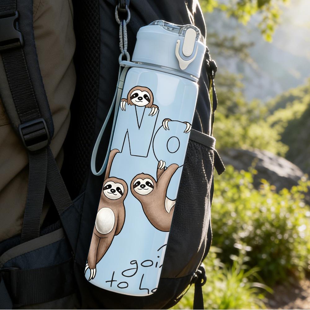 1PC Sloth Nope Slogan Graphic,750ml Color Plastic Sports Water Bottle,Leakproof Flip Straw Lid,Suitable for Sports Office Home Use