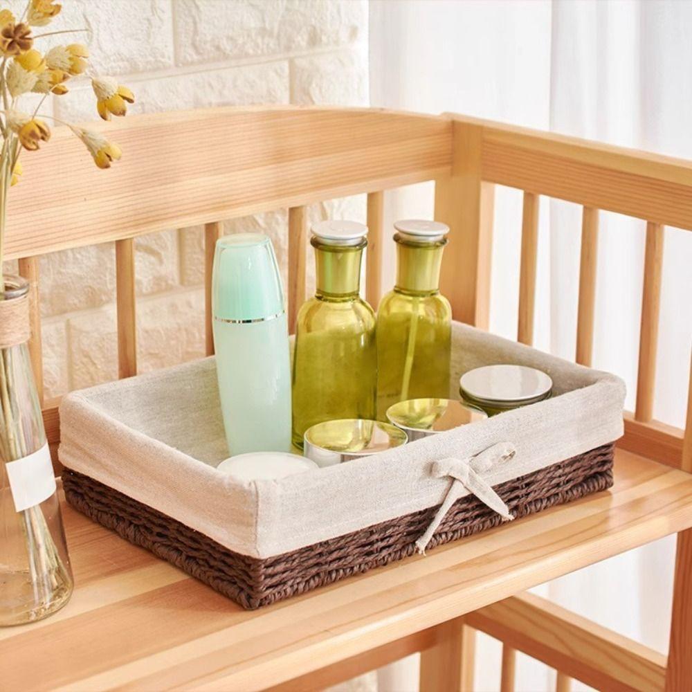 Французский стиль Ручная работа Плетеная корзина для хранения из ротанга Прямоугольная плетеная подставка для хранения Хлеб