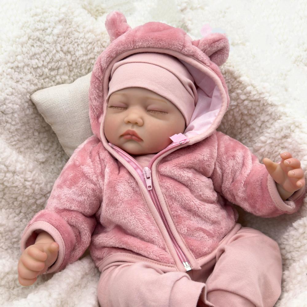 Realistic 22'' 55cm Simulation Baby Reborn Dolls Cute Fat Cloth Body Newborn Babies Doll Lifelike Sleeping Imitation Baby Dolls for Kids Birthday Gift