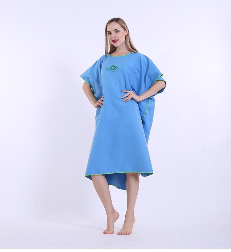 Hooded Microfiber Beach Poncho: Portable Wearable Towel Robe