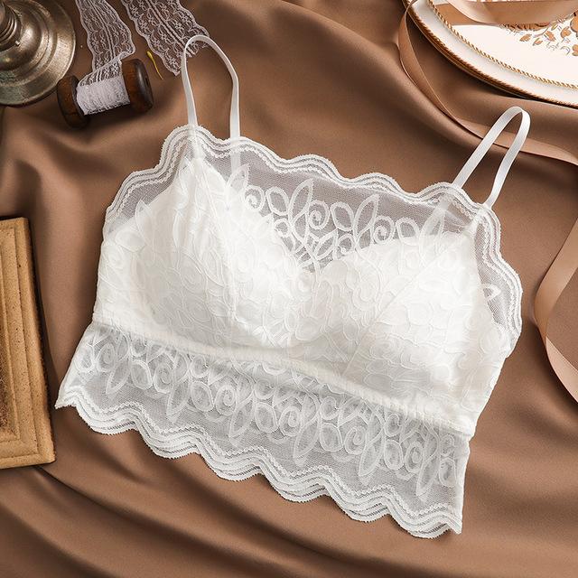 Bralette Top Camisole Padded Crop Top Sexy Lingerie Lace Tank Camisoles for Women Fashion Balck White Strap Camis Sleep Tops