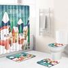 Christmas Shower Curtain Floor Mat Combination Four-Piece Bathroom Non-Slip Door Mat Foot Mat Bedroom Living Room Carpet