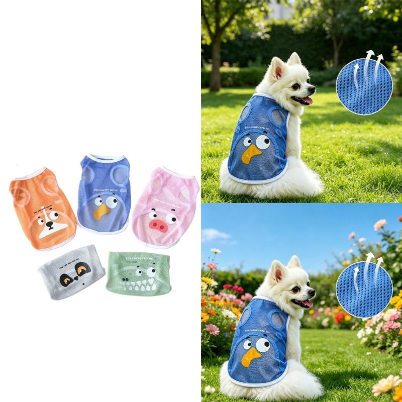 Cartoon Cooling Shirt for Dog Fabric Summer Hiking Beach Walks Large Breathable Outdoor Gear