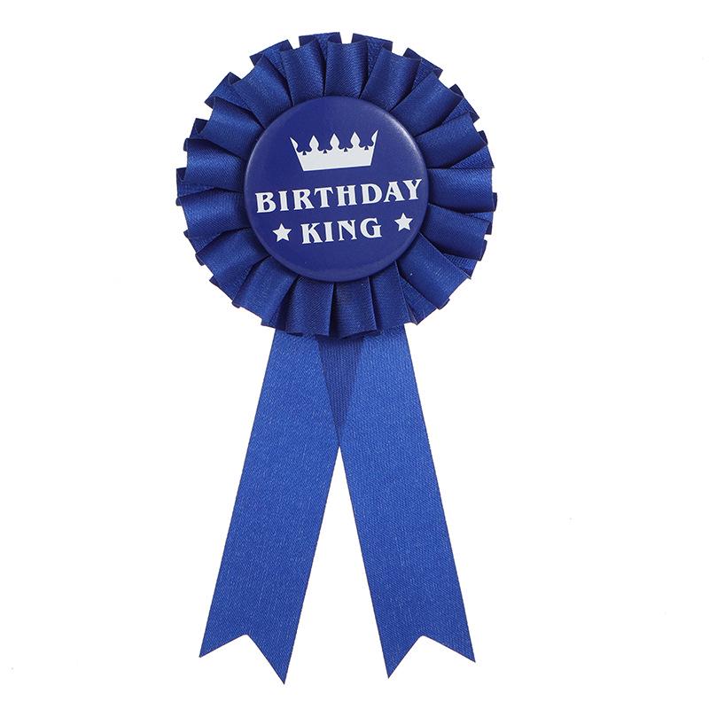 Men’s Birthday King Badge - Blue, Gold & Black Party Corsage