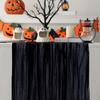 Свадебная вечеринка дорожка для стола марля Хэллоуин стиль плиссированная чисто-черная устойчивая к пятнам многоразовая