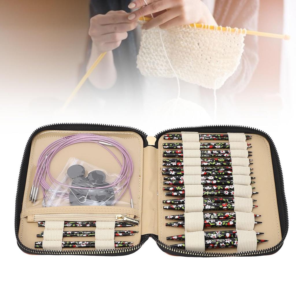 Набор игл для швейной машины, набор игл для вязания крючком, набор круговых спиц, спицы для вязания, алюминиевый материал, простая в использовании, универсальная съемная сумка для хранения 17 X