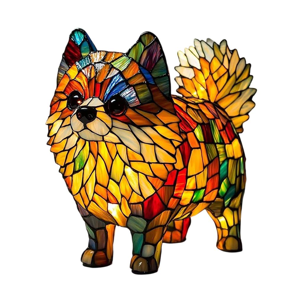 Ночной светильник Dog Series Art, французская лампа, лампа Corgi, настольный ночник с витражной смолой, светодиодный столик для милых питомцев, винтажный декор для дома в виде животных