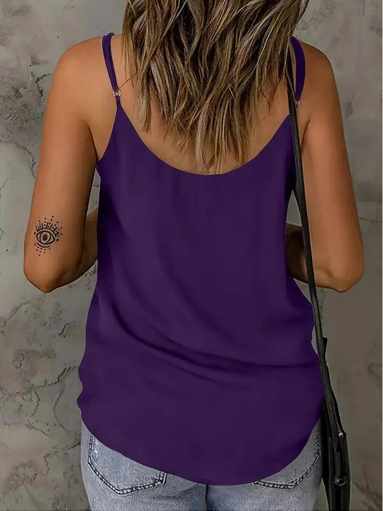 2026 Spring/Summer Women's Solid Color Mesh V-Neck Camisole - European & American Fashion