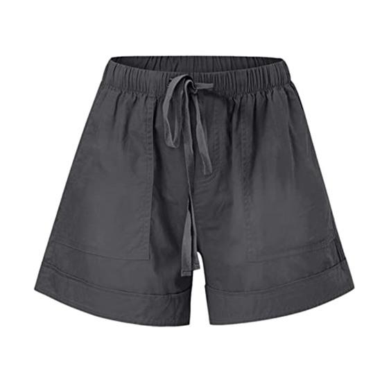 Женские повседневные шорты, регулируемые, с эластичной резинкой на талии, широкие шорты с карманами, однотонные