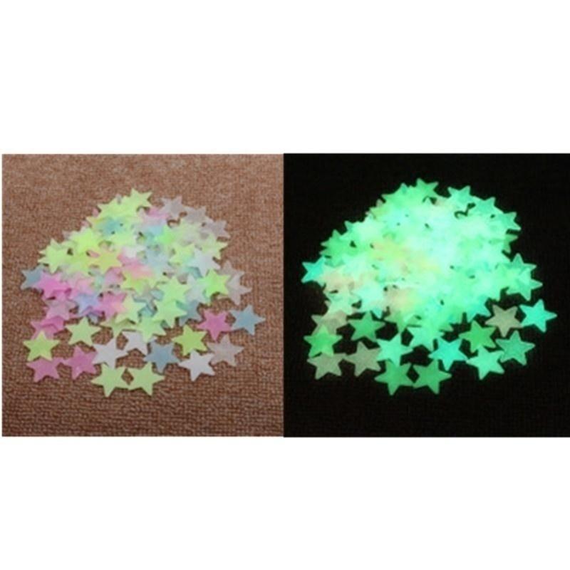 50/100/300/500 шт. наклейки на стену, светящиеся в темноте детские спальни, домашний декор, 3 см, цветные звезды, светящиеся флуоресцентные наклейки на стену, 5 цветов