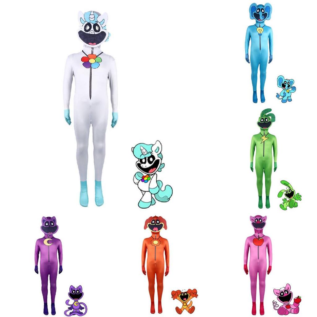 Smiling Playtime Poppy Critters Cosplay Costume Kids Adult Halloween Jumpsuit