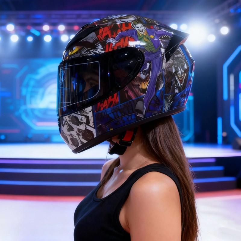 DOT 3C Certified Full Face Motorcycle Helmet Men Women Retro Style All Season Use With Removable Visor