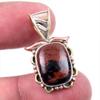 Natural Mahogany Obsidian Gemstone 925 Solid Silver Two Tone Pendant 1.25'' C3l04