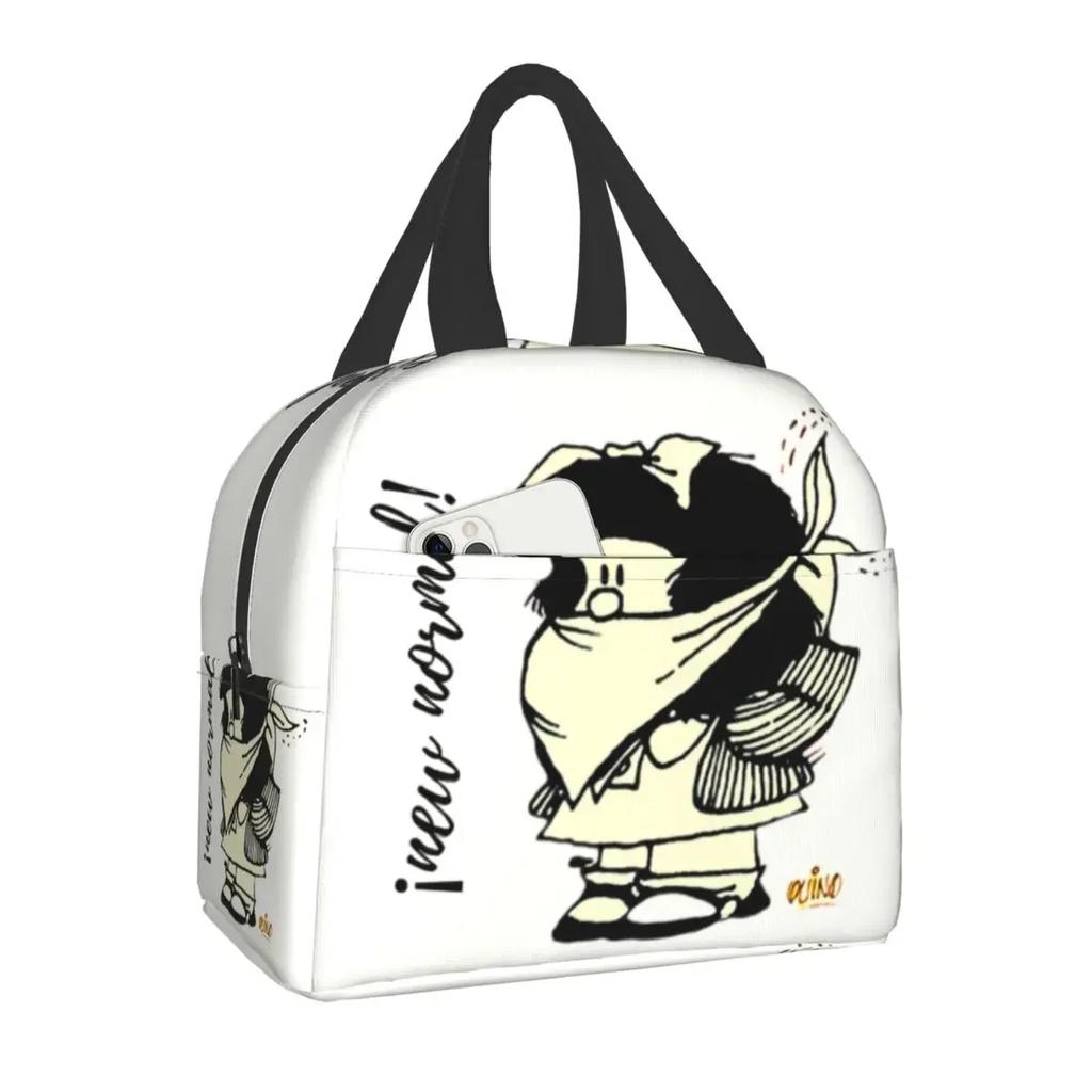 Mafalda Quino Comics Thermal Insulated Lunch Bag Resuable Lunch Box for Women Kids Outdoor Camping Travel Food Storage Bags