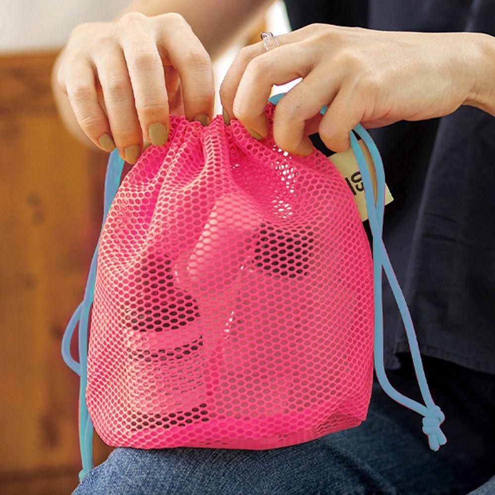Reusable Mesh Drawstring Bag Ultra Light Travel Toiletry Bag Makeup Storage Bag  Cosmetic Pouch