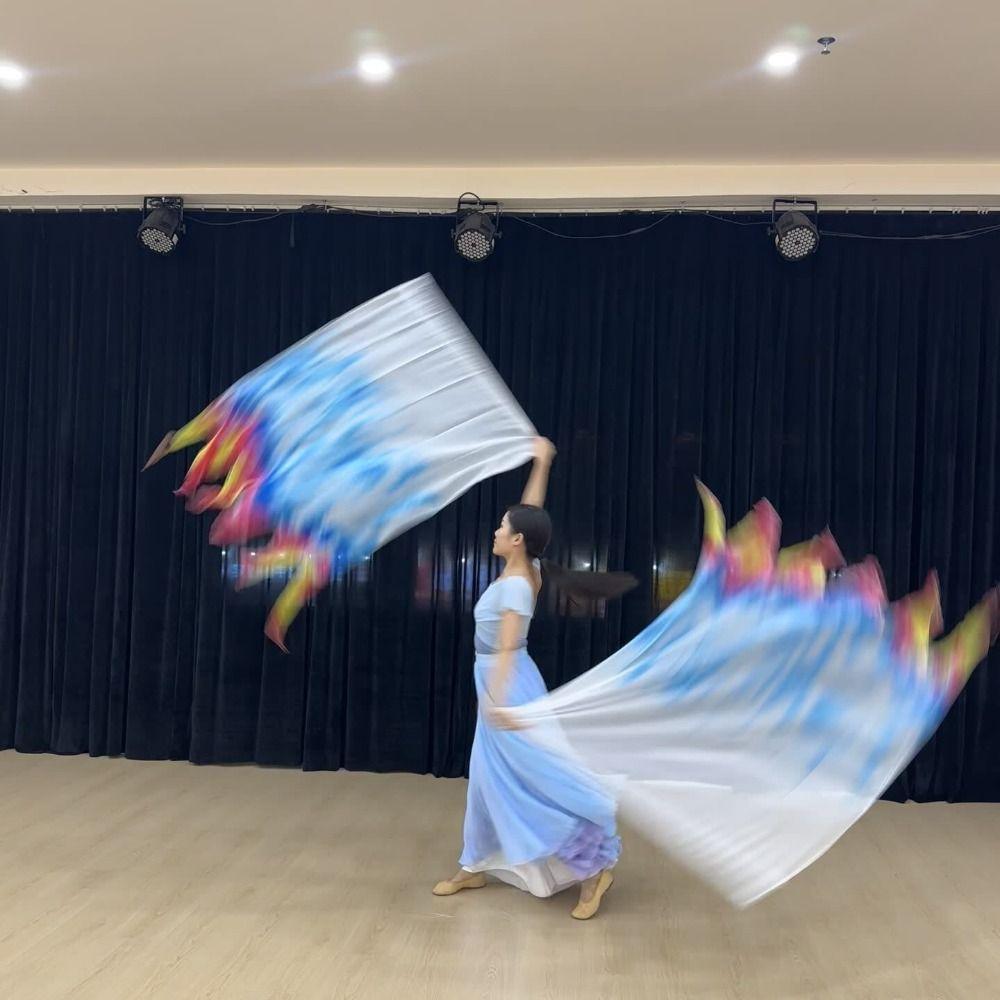 Multicolor Rectangle Flags with Telescopic Sticks Colorful Scarves Flag Dance Performance
