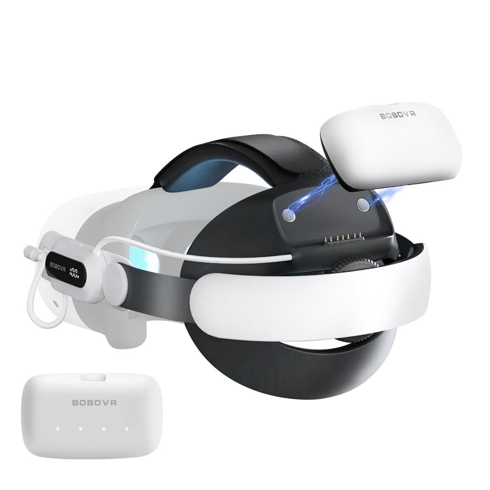 BOBOVR E3 Pro Battery Strap Plus ONE B100 Battery Compatible with Meta Quest 3 and 3S Extended Playtime Comfort Fit Enhanced VR Experience
